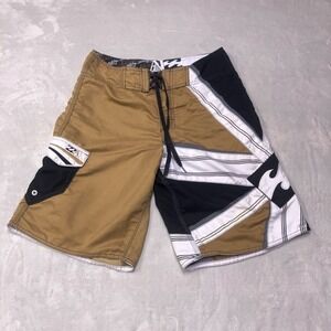 VTG Billabong Andy Irons Board Shorts Men's 30 Red Rising Sun Tan Black Swim Y2K